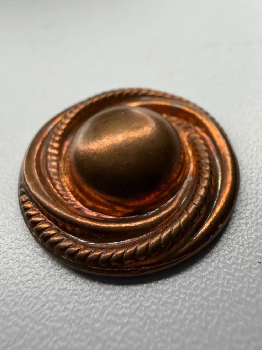 Vintage Round Swirl Medallion Copper Metal Ormolu Ornamental Hardware ¾